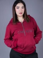 Sweat à capuche demi-zip