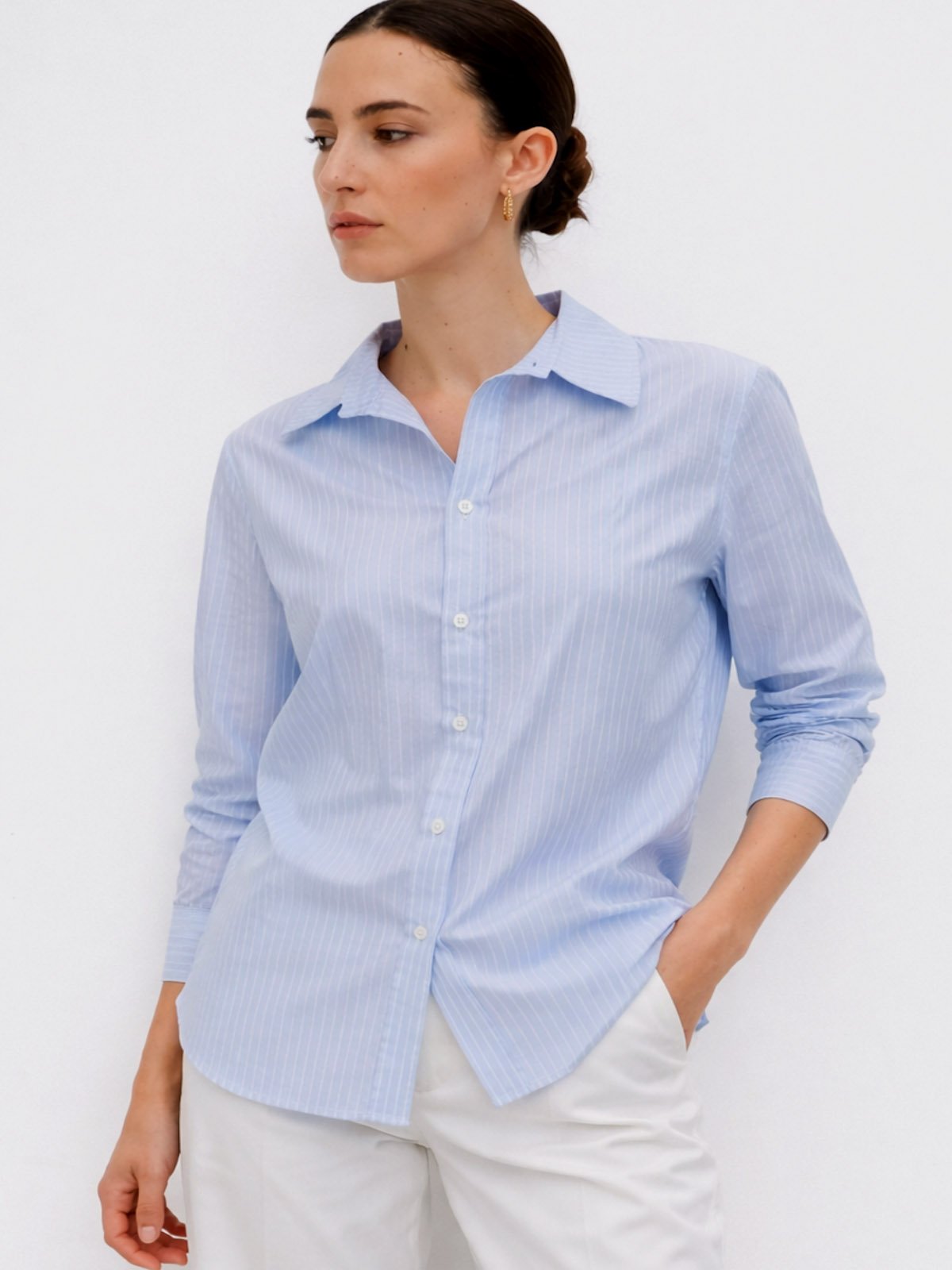 V2 Chemise Essential Stripe Bleu Clair – Image 1